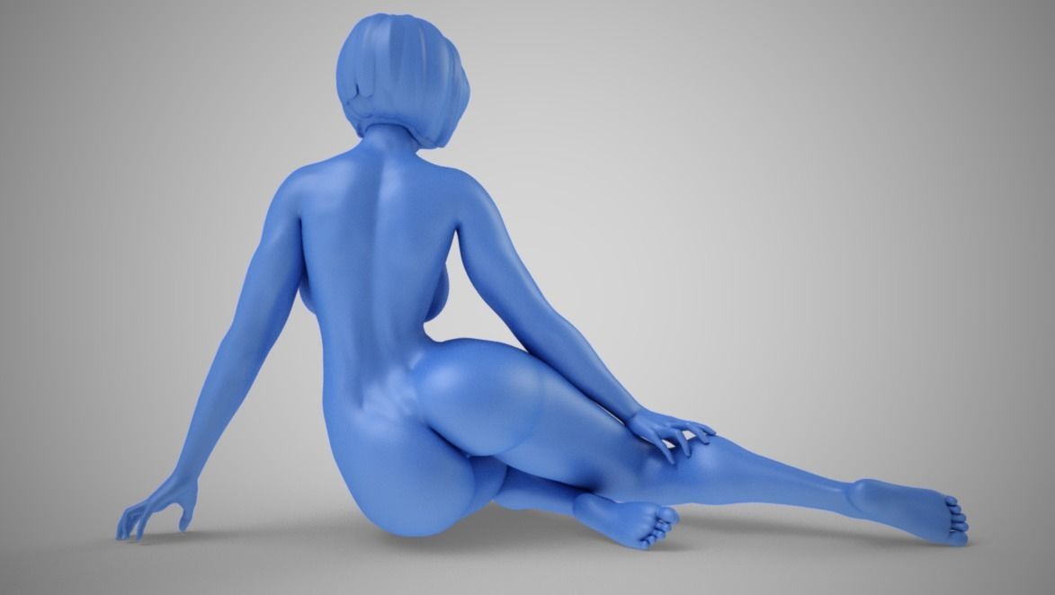 Woman Sitting Sideways 3D print model_12