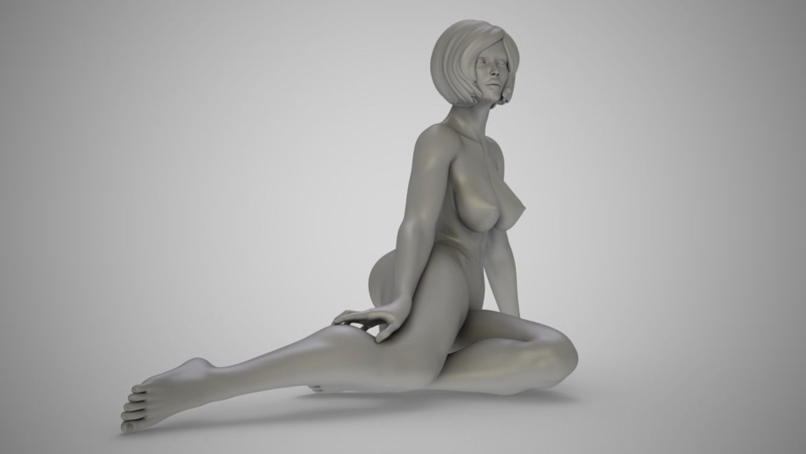 Woman Sitting Sideways 3D print model_4
