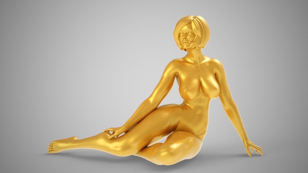 Woman Sitting Sideways 3D print model_8