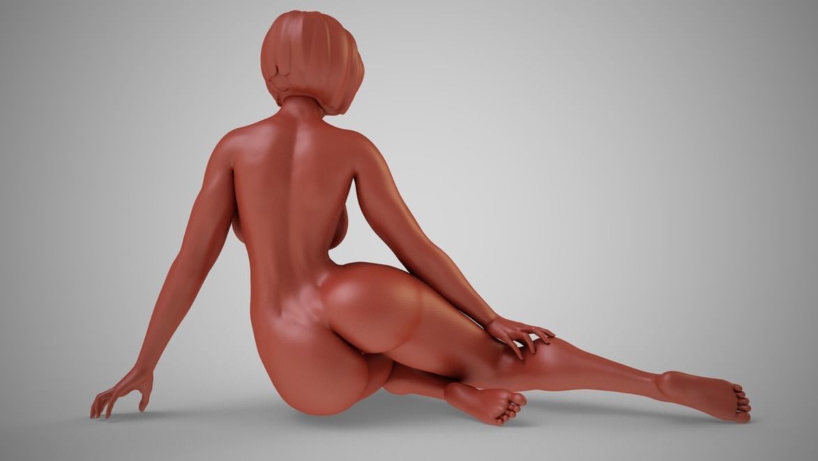 Woman Sitting Sideways 3D print model_11