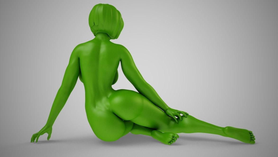 Woman Sitting Sideways 3D print model_10