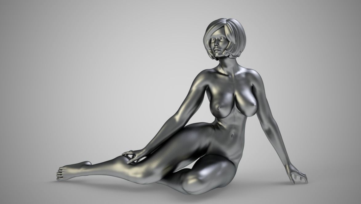 Woman Sitting Sideways 3D print model_7