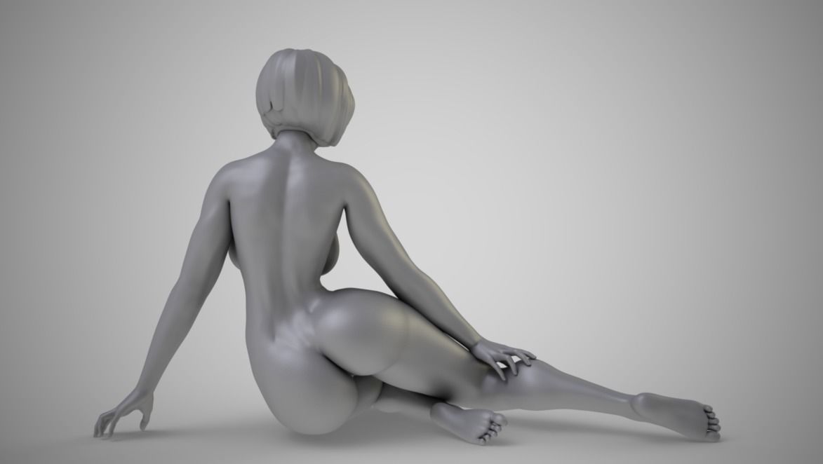 Woman Sitting Sideways 3D print model_5