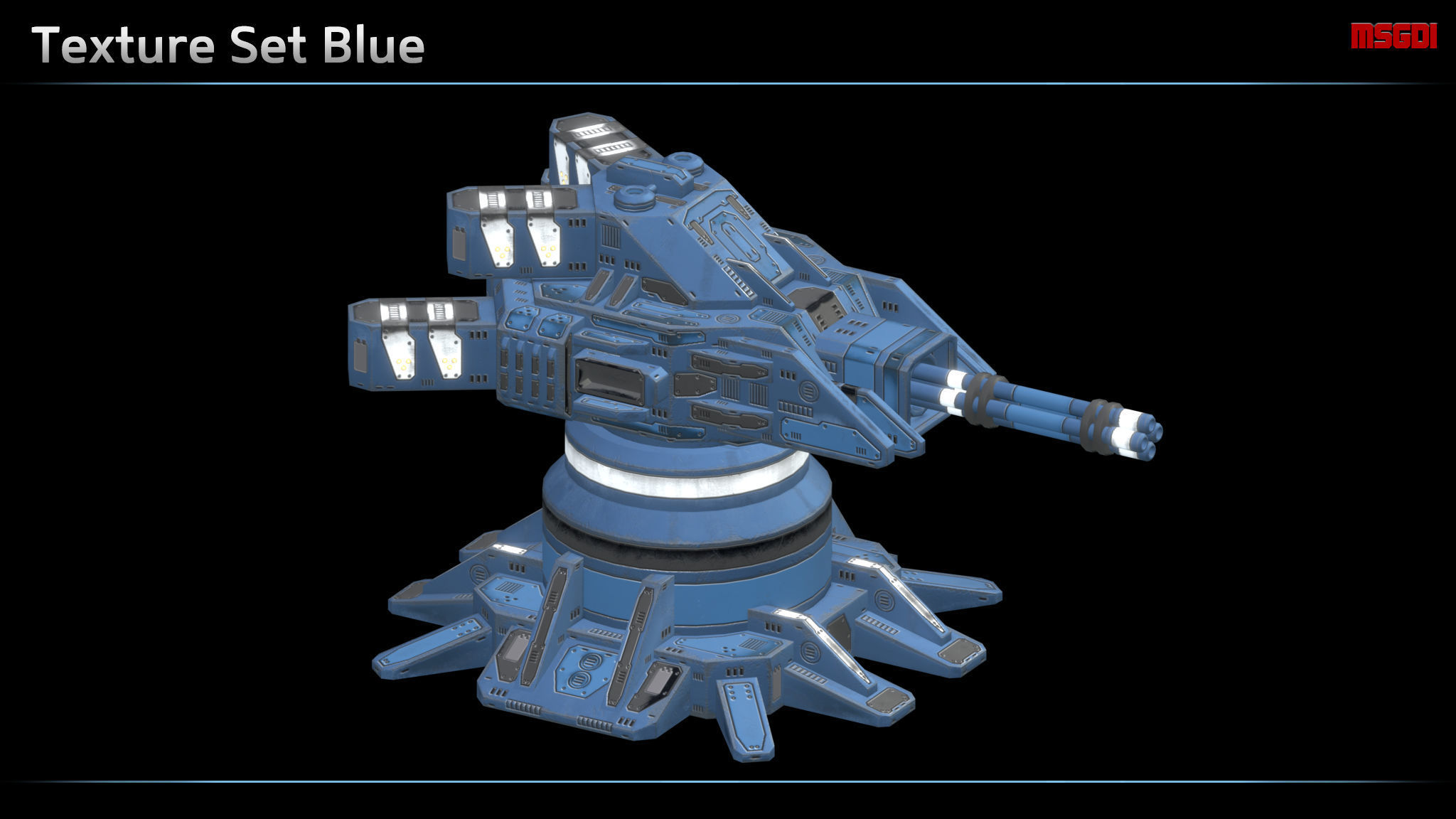 Minigun Turret Low-poly 3D model_4