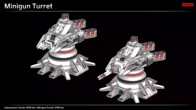 Minigun Turret Low-poly 3D model