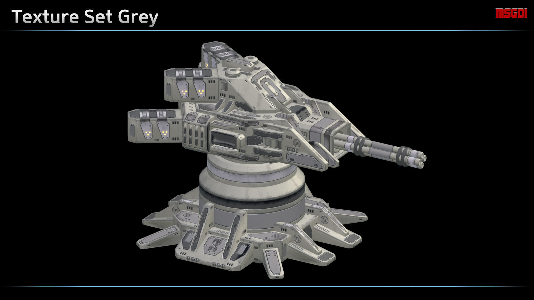 Minigun Turret Low-poly 3D model_6