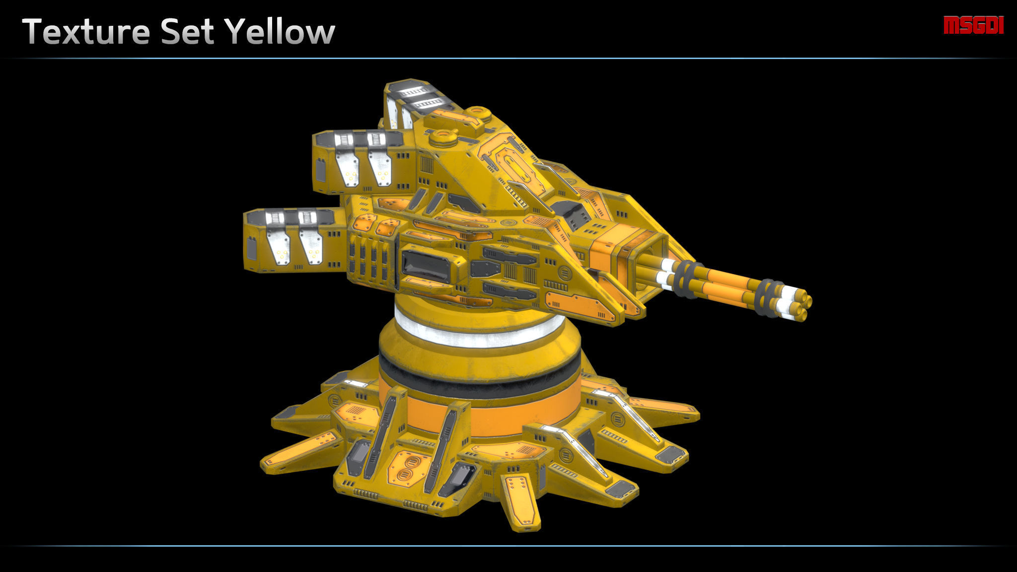 Minigun Turret Low-poly 3D model_9