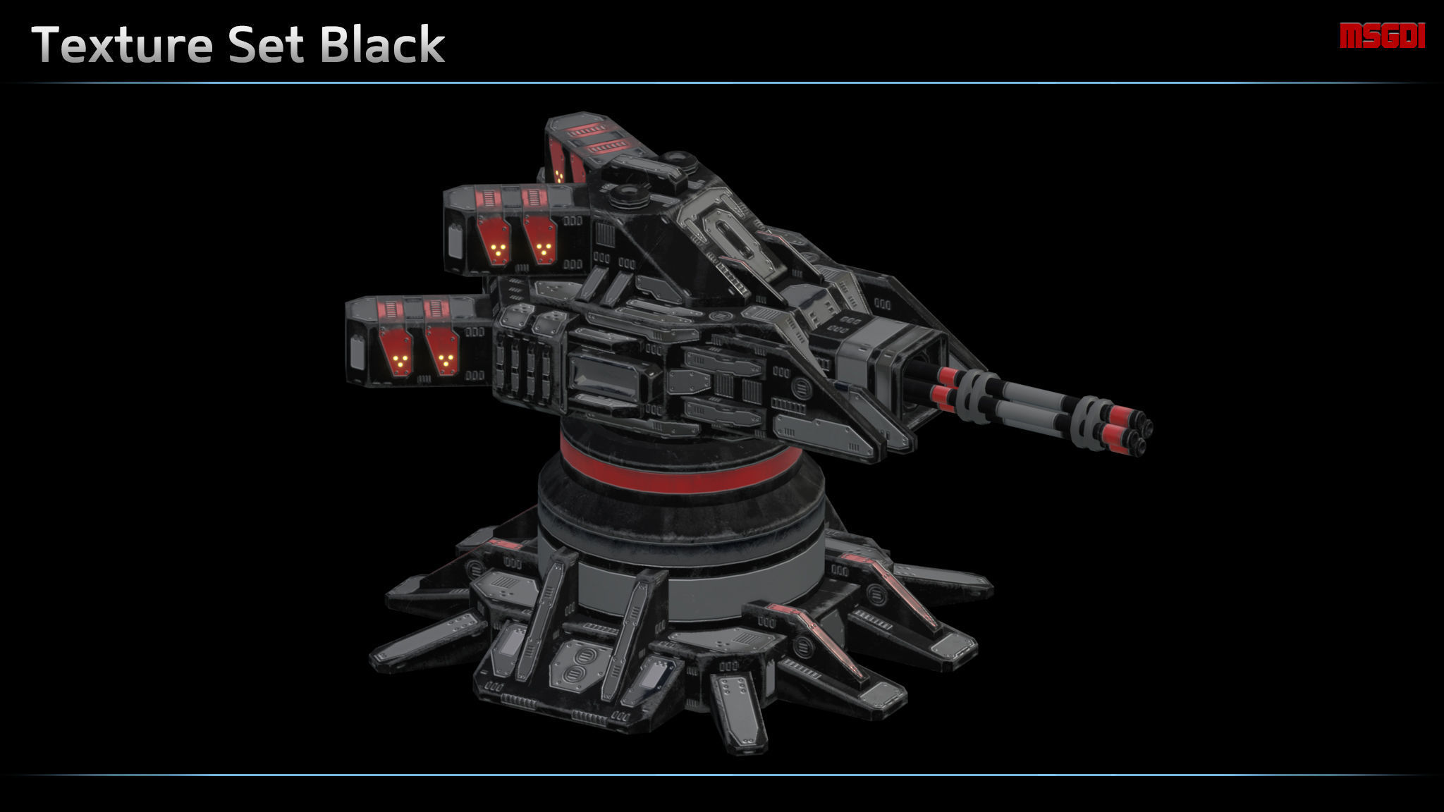Minigun Turret Low-poly 3D model_3