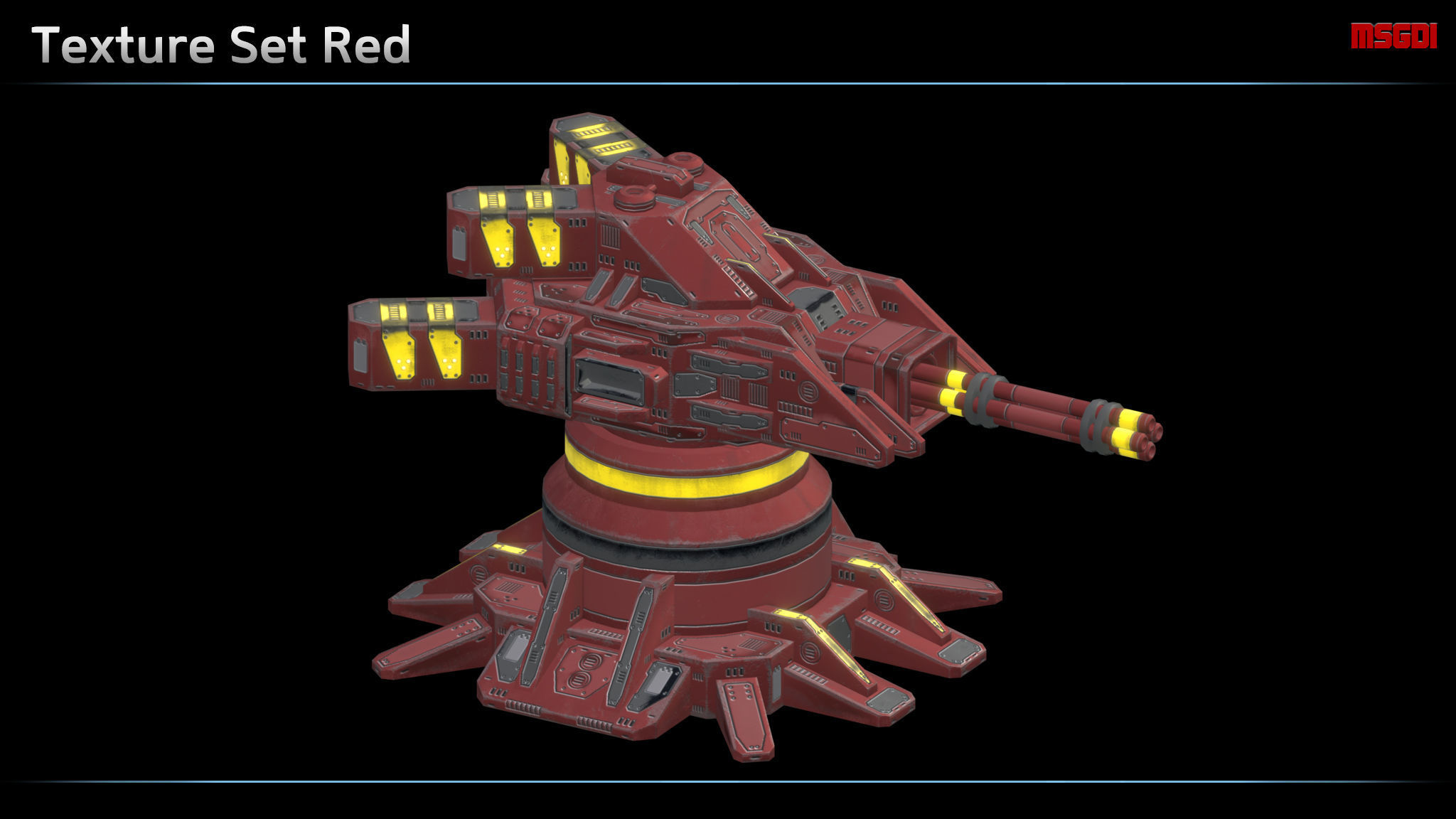 Minigun Turret Low-poly 3D model_7