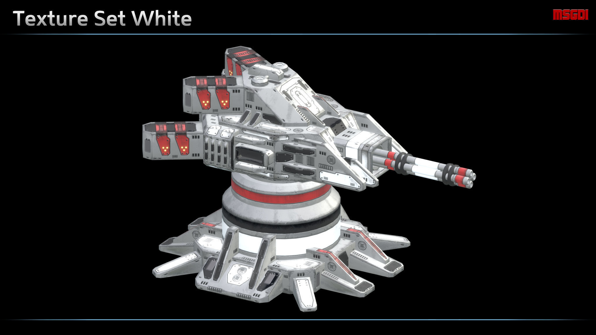 Minigun Turret Low-poly 3D model_8