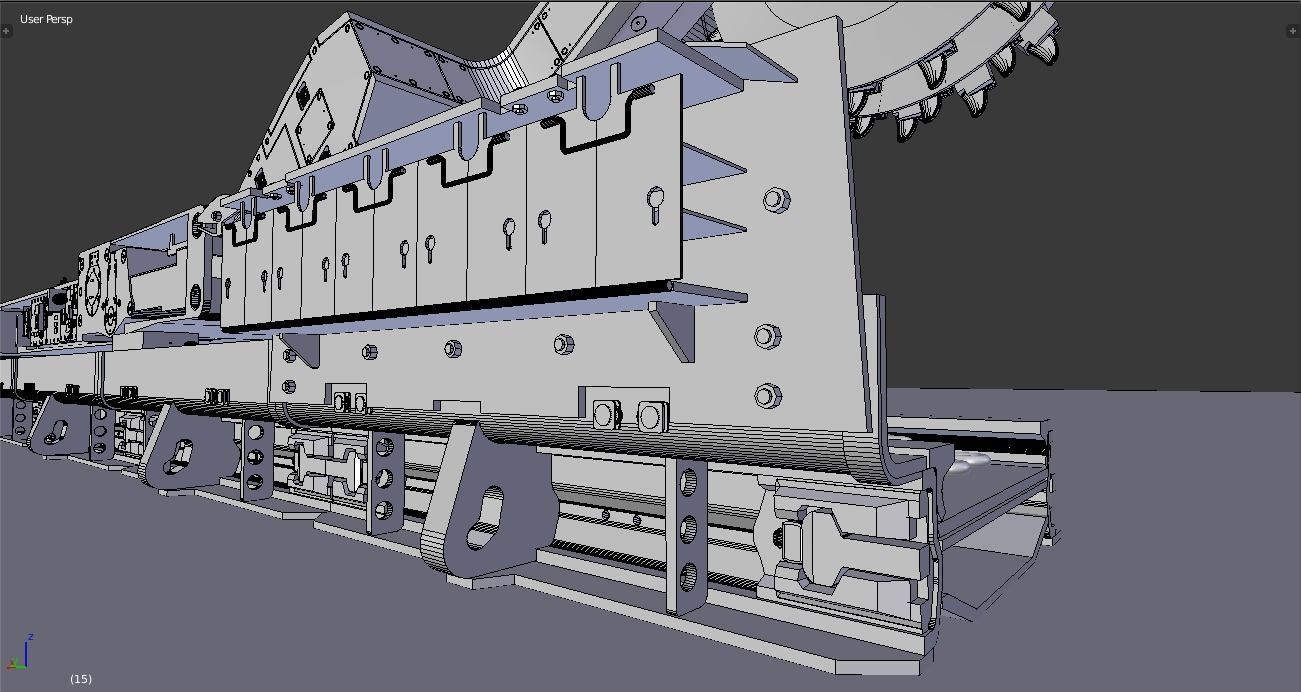 Longwall Mining Coal Shearer Loader 3D model_29
