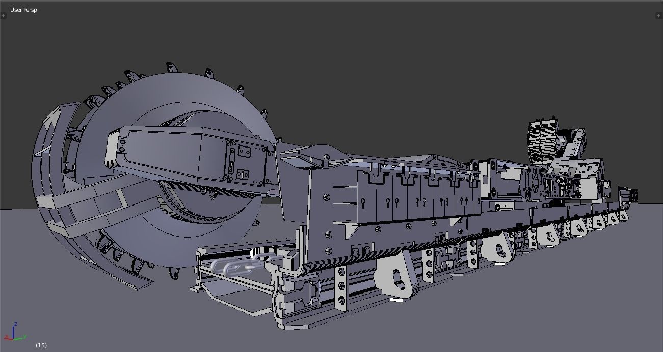 Longwall Mining Coal Shearer Loader 3D model_24