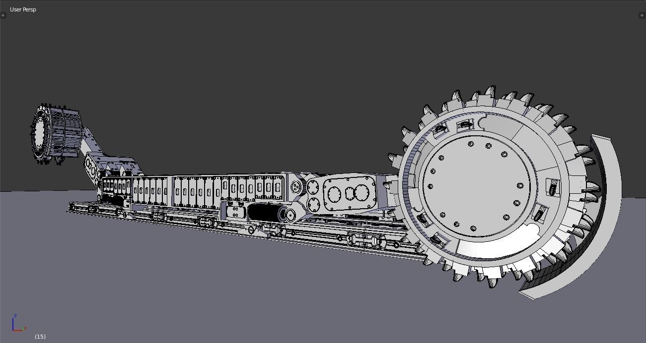 Longwall Mining Coal Shearer Loader 3D model_16