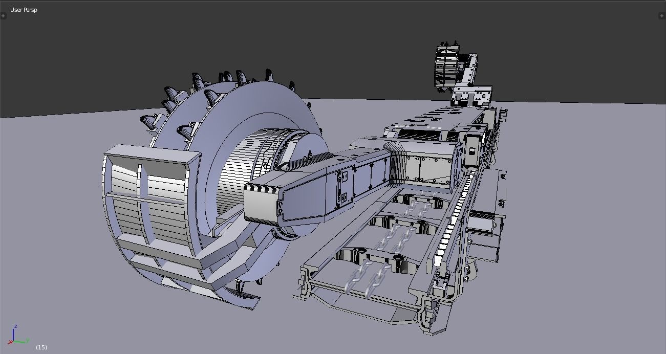 Longwall Mining Coal Shearer Loader 3D model_26
