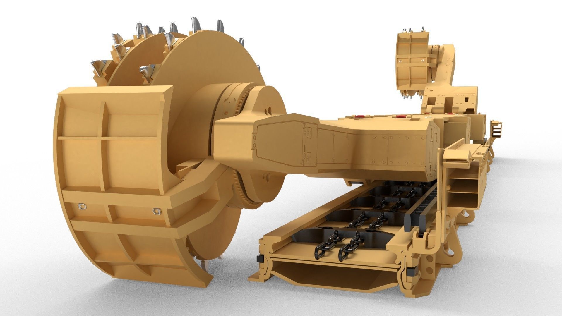 Longwall Mining Coal Shearer Loader 3D model_3