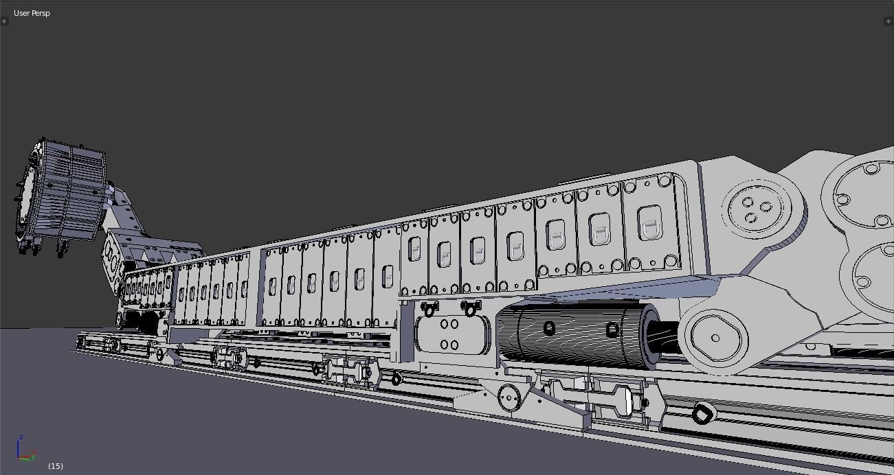 Longwall Mining Coal Shearer Loader 3D model_17