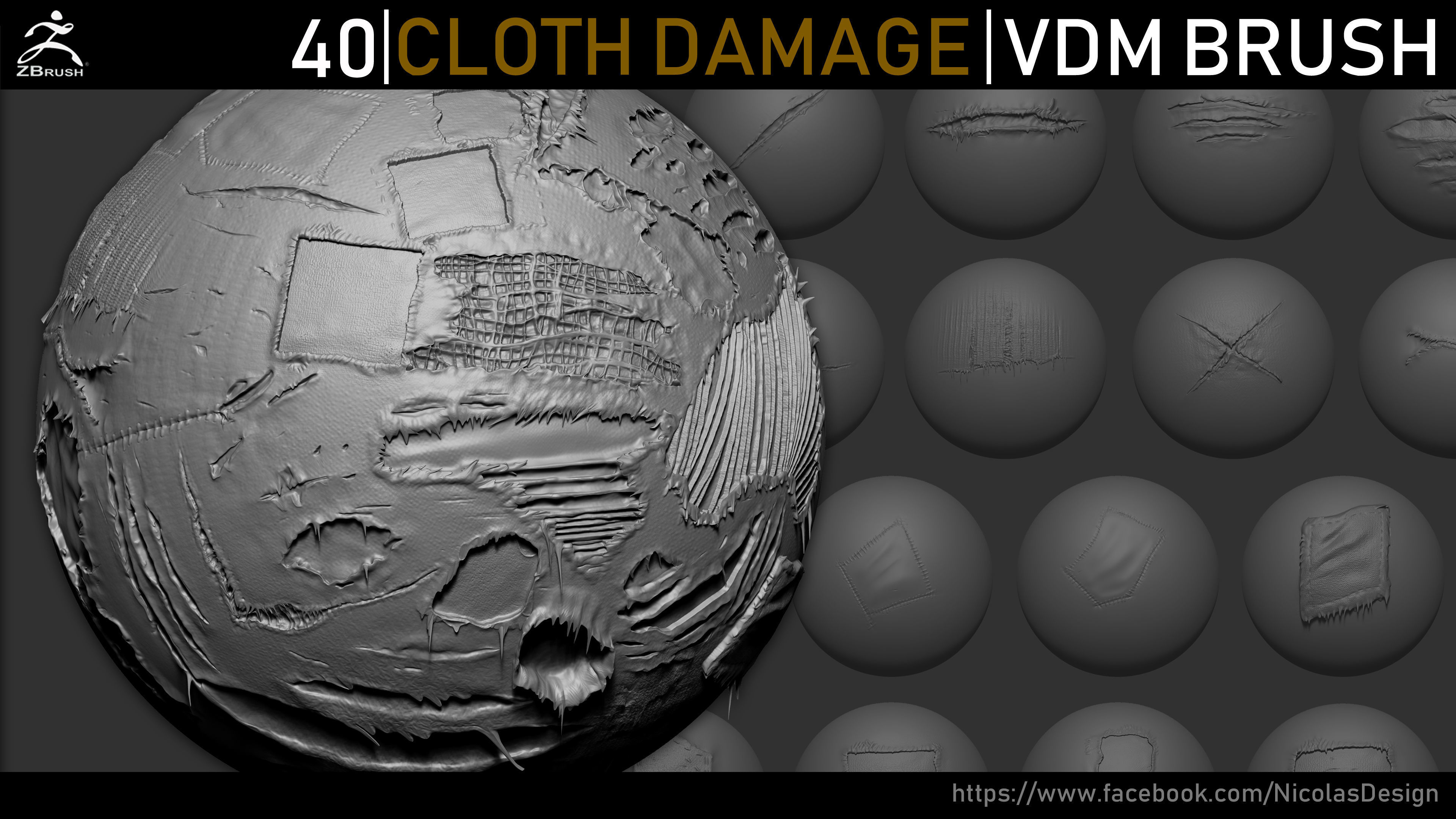 Zbrush - Cloth Damage VDM Brush