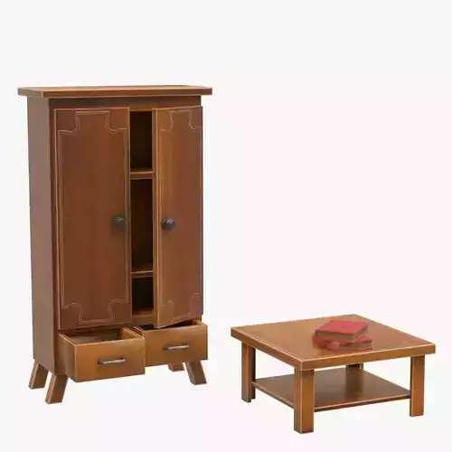 Cupboard and table