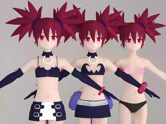 T pose nonrigged model of Etna anime girl 3D model T pose nonrigged model of Etna anime girl 3D model