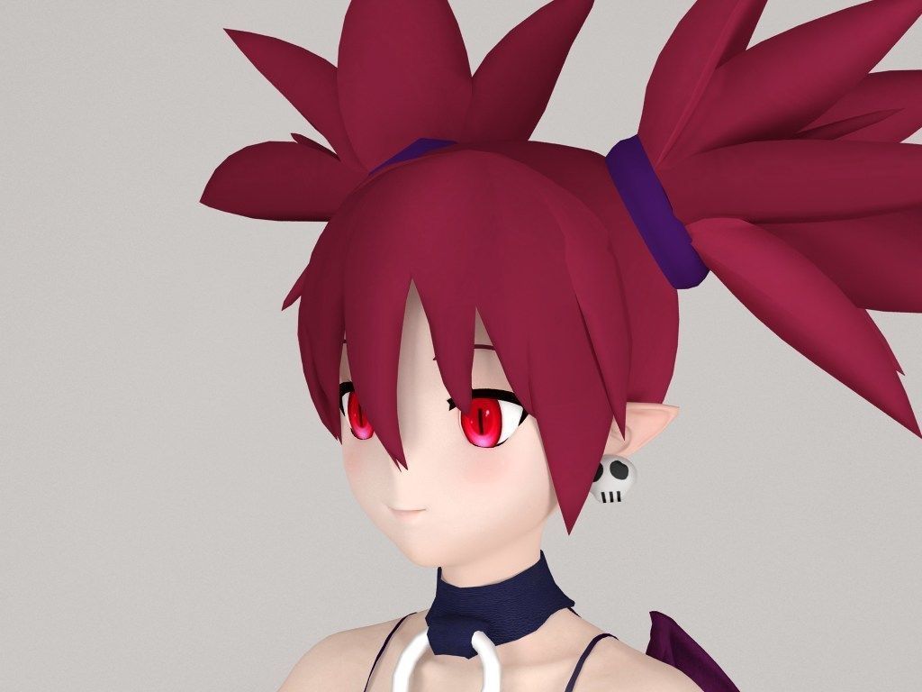 T pose nonrigged model of Etna anime girl 3D model_2