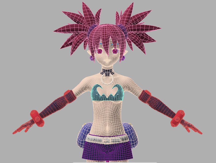 T pose nonrigged model of Etna anime girl 3D model_7