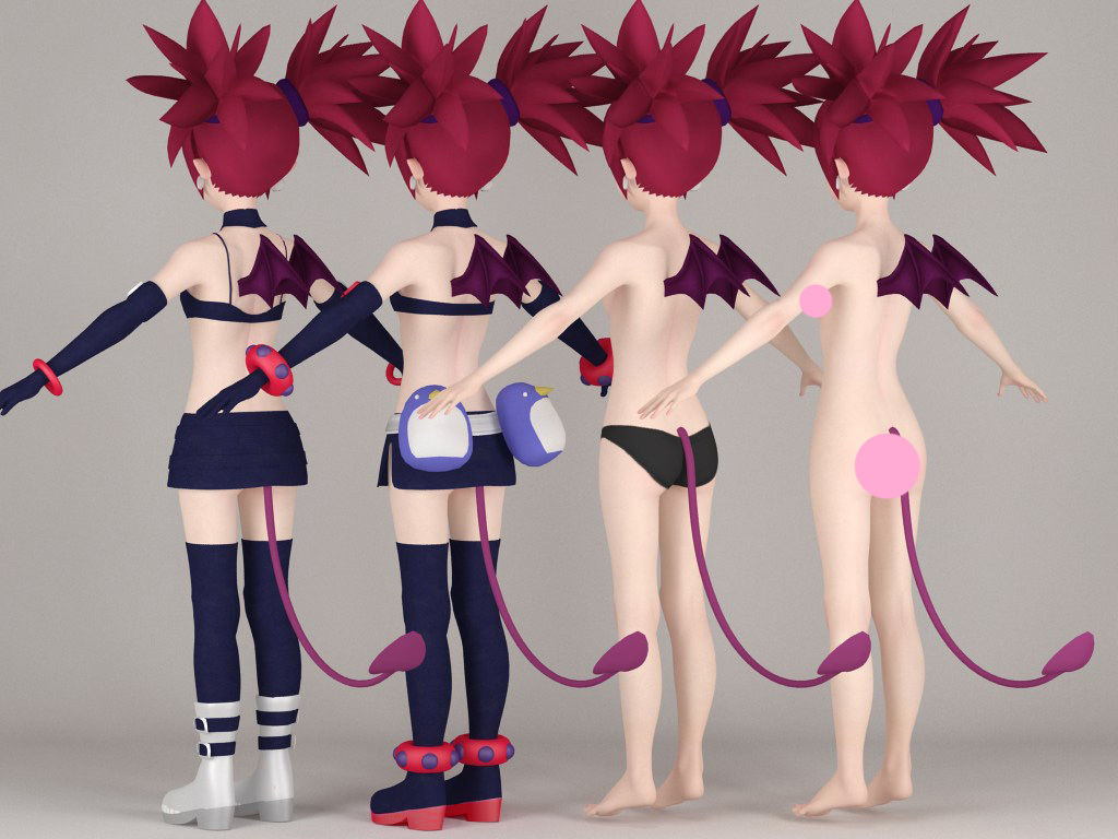 T pose nonrigged model of Etna anime girl 3D model_5