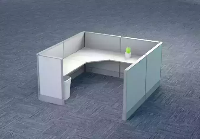 cubicle 0 office with corner desk Low-poly 3D model