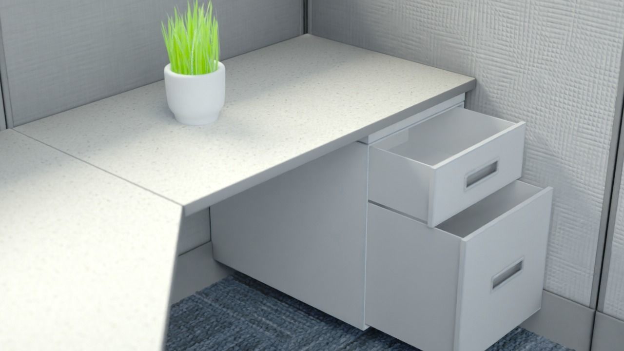 cubicle 0 office with corner desk Low-poly 3D model_3