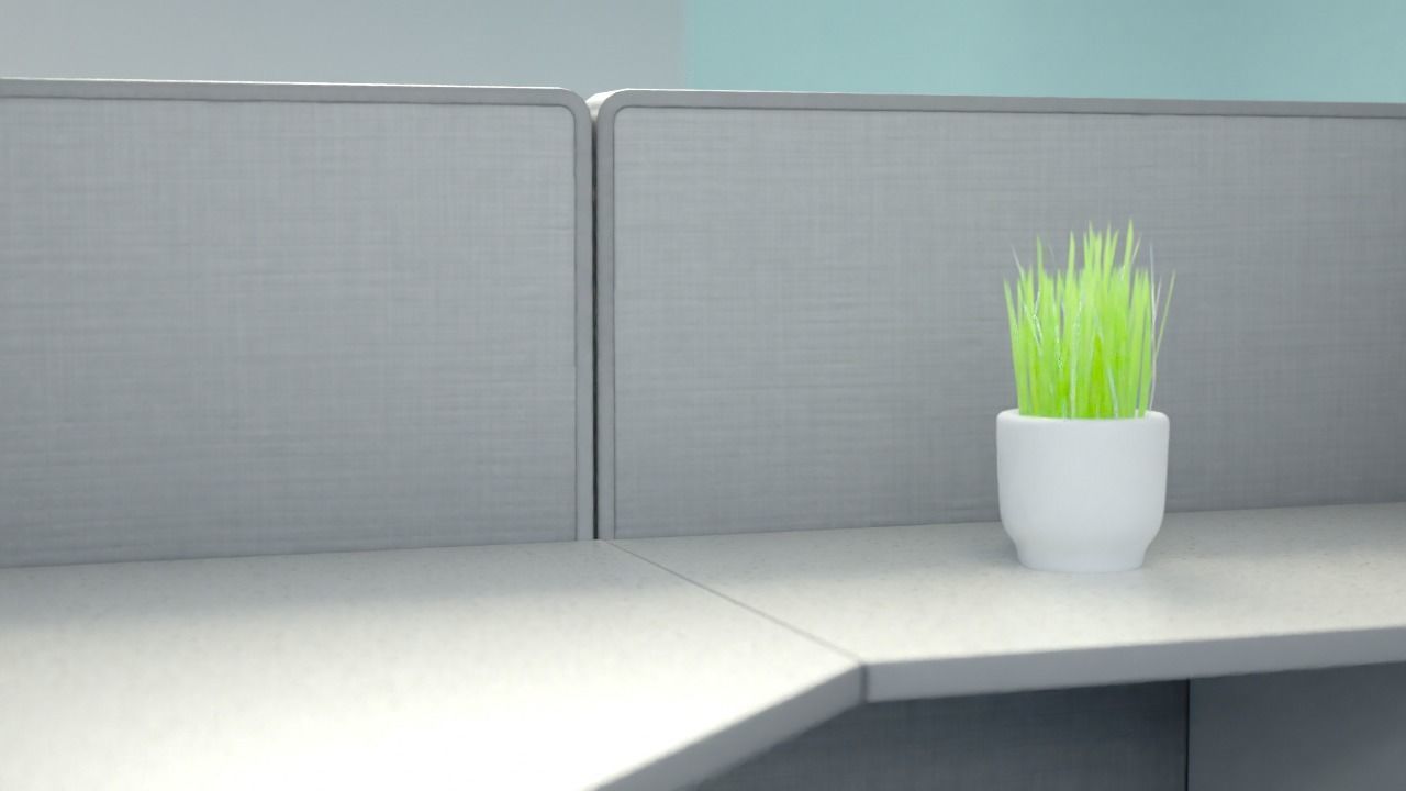 cubicle 0 office with corner desk Low-poly 3D model_2