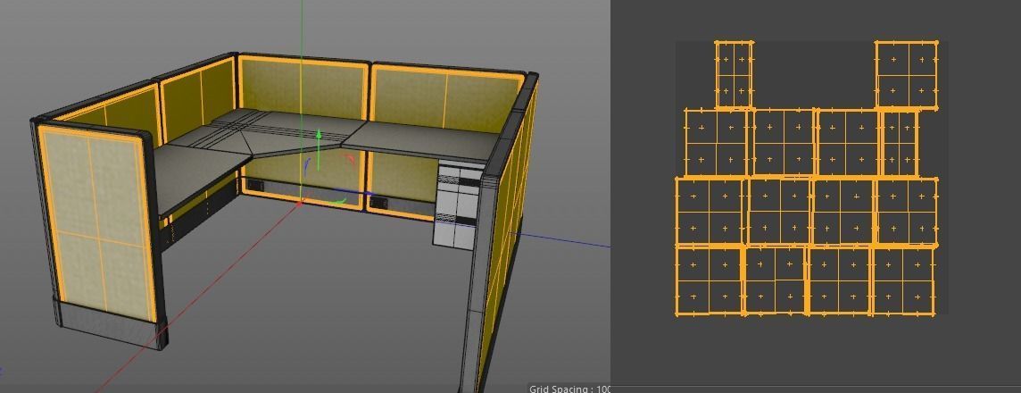 cubicle 0 office with corner desk Low-poly 3D model_4