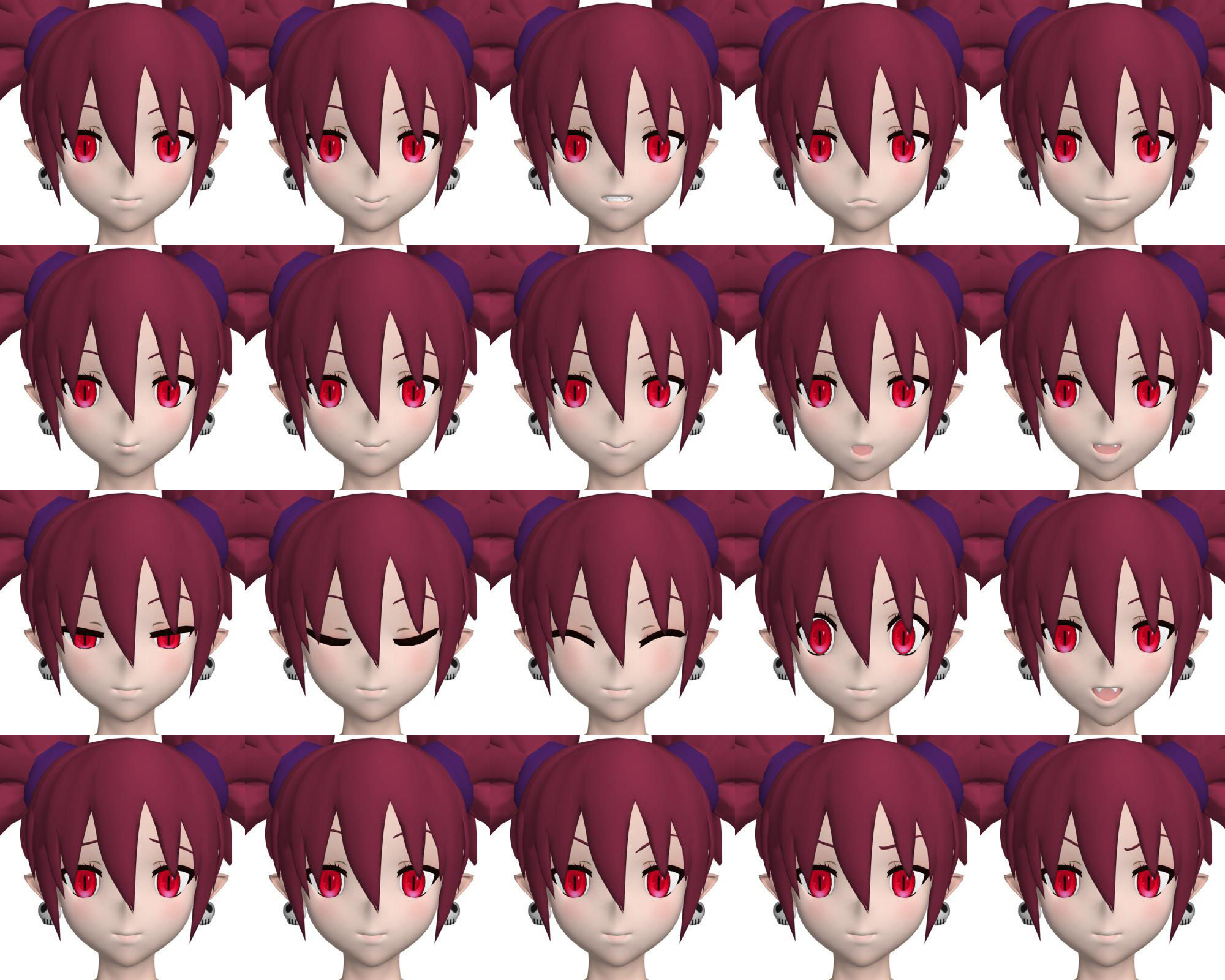 T pose rigged model of Etna anime girl 3D model_3