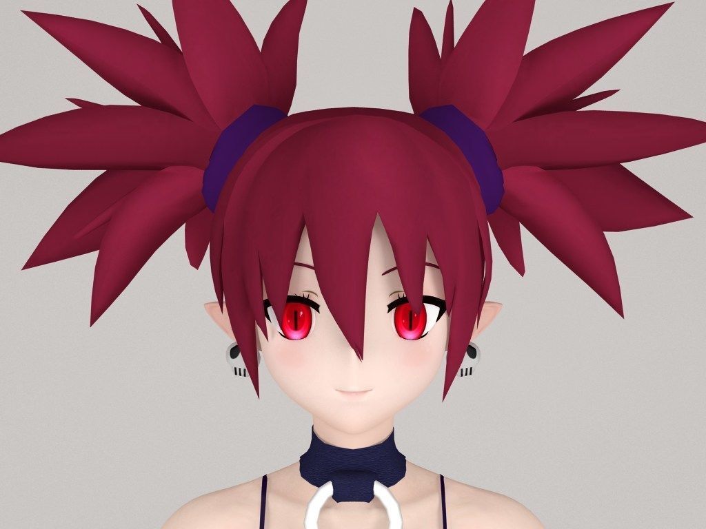 T pose rigged model of Etna anime girl 3D model_1