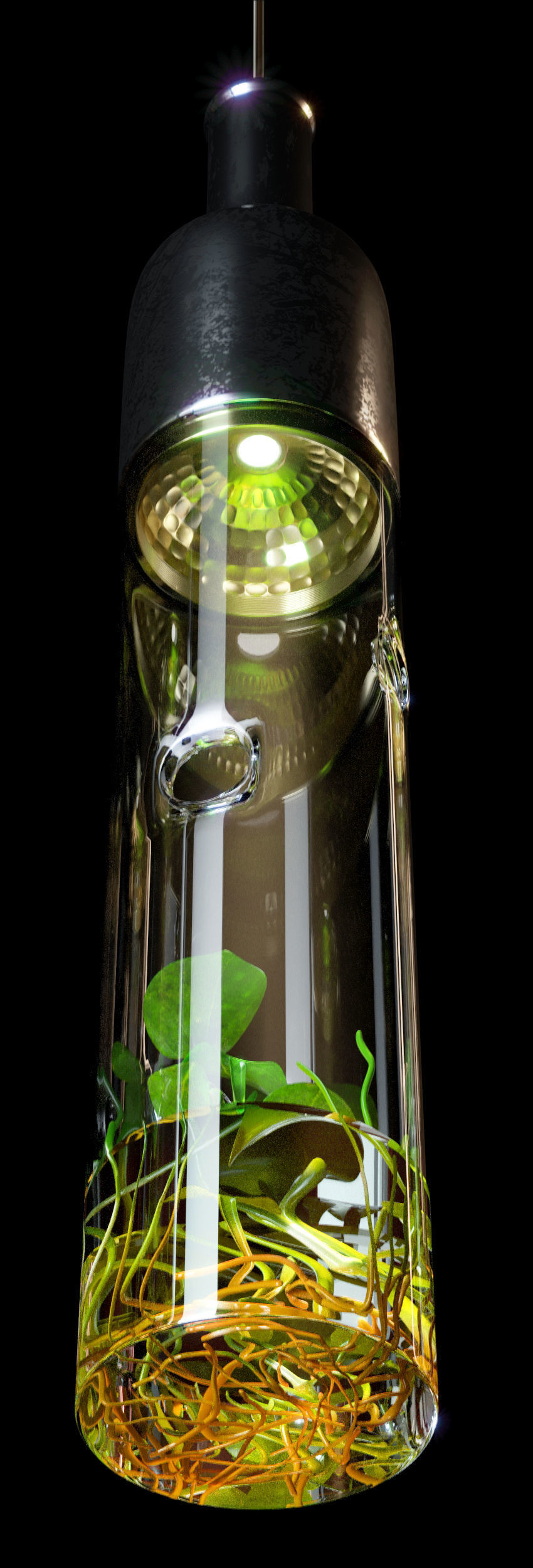 Scandinavian glass chandelier 3D model_1