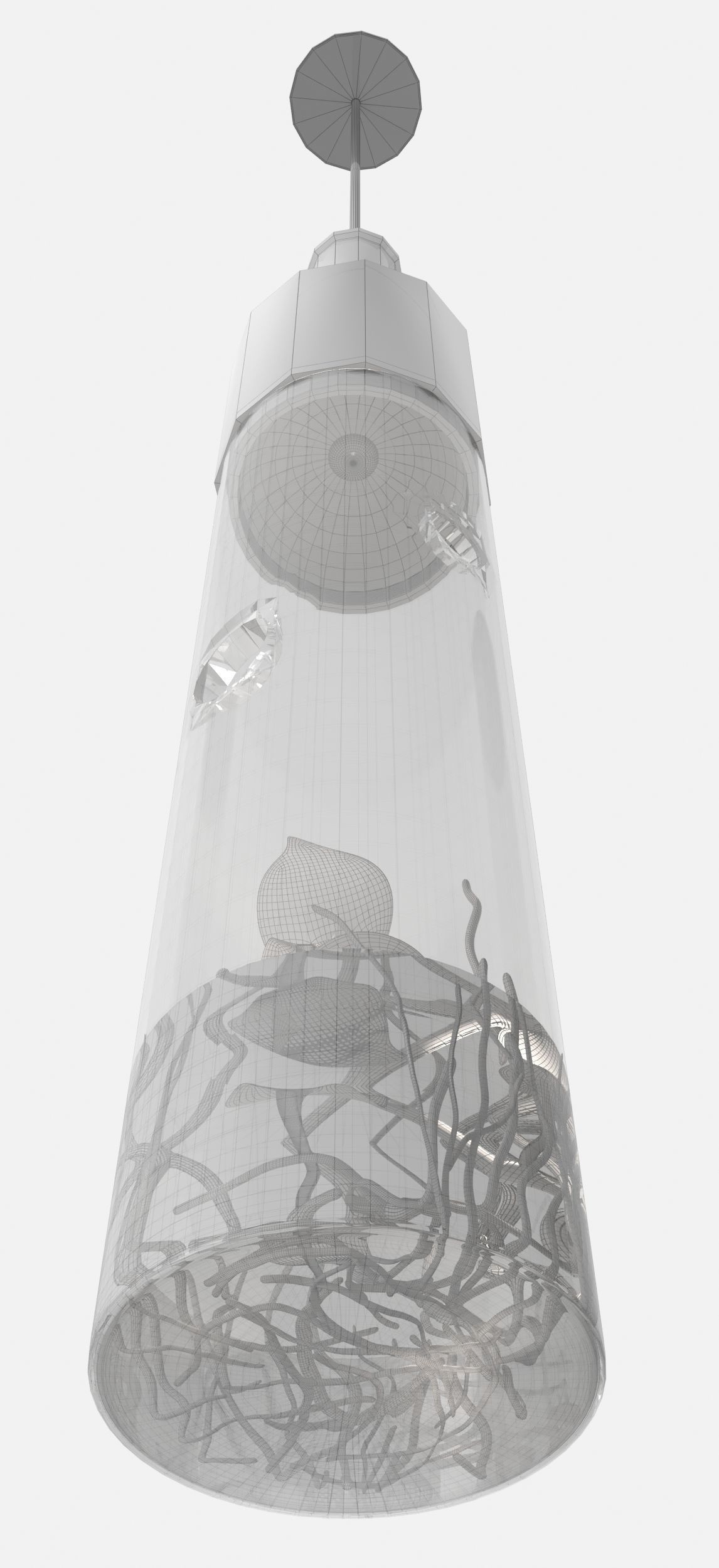 Scandinavian glass chandelier 3D model_4