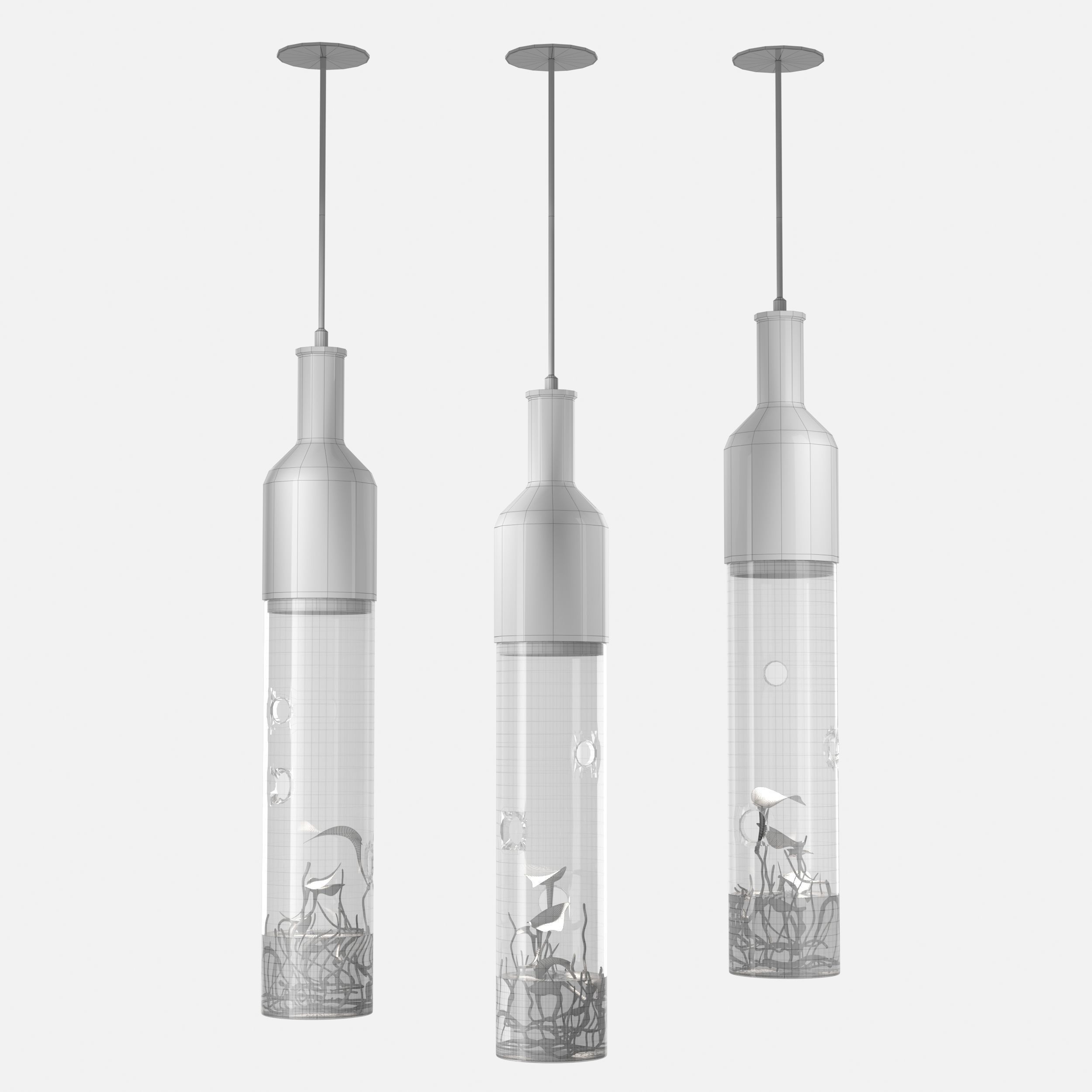 Scandinavian glass chandelier 3D model_5