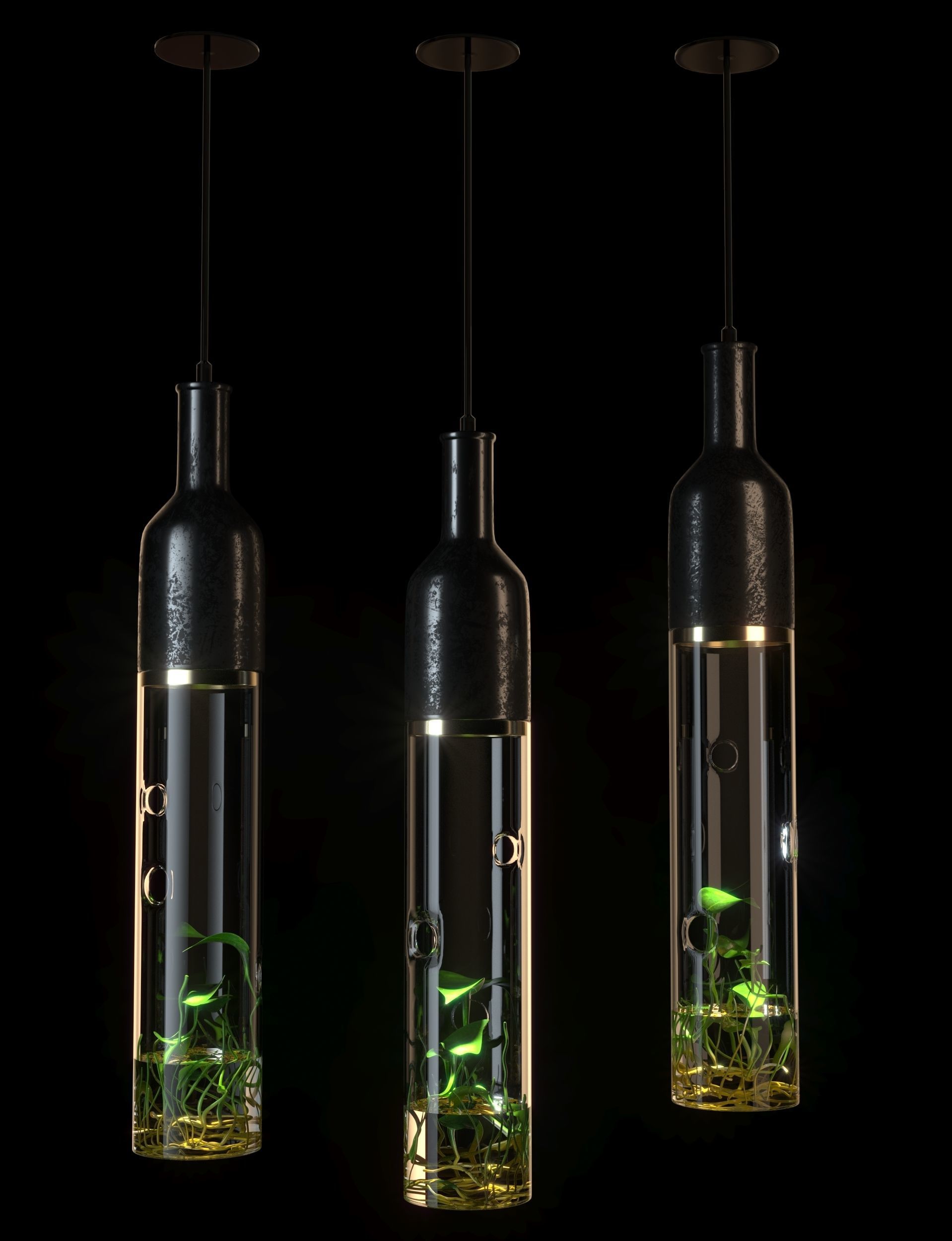 Scandinavian glass chandelier 3D model_2