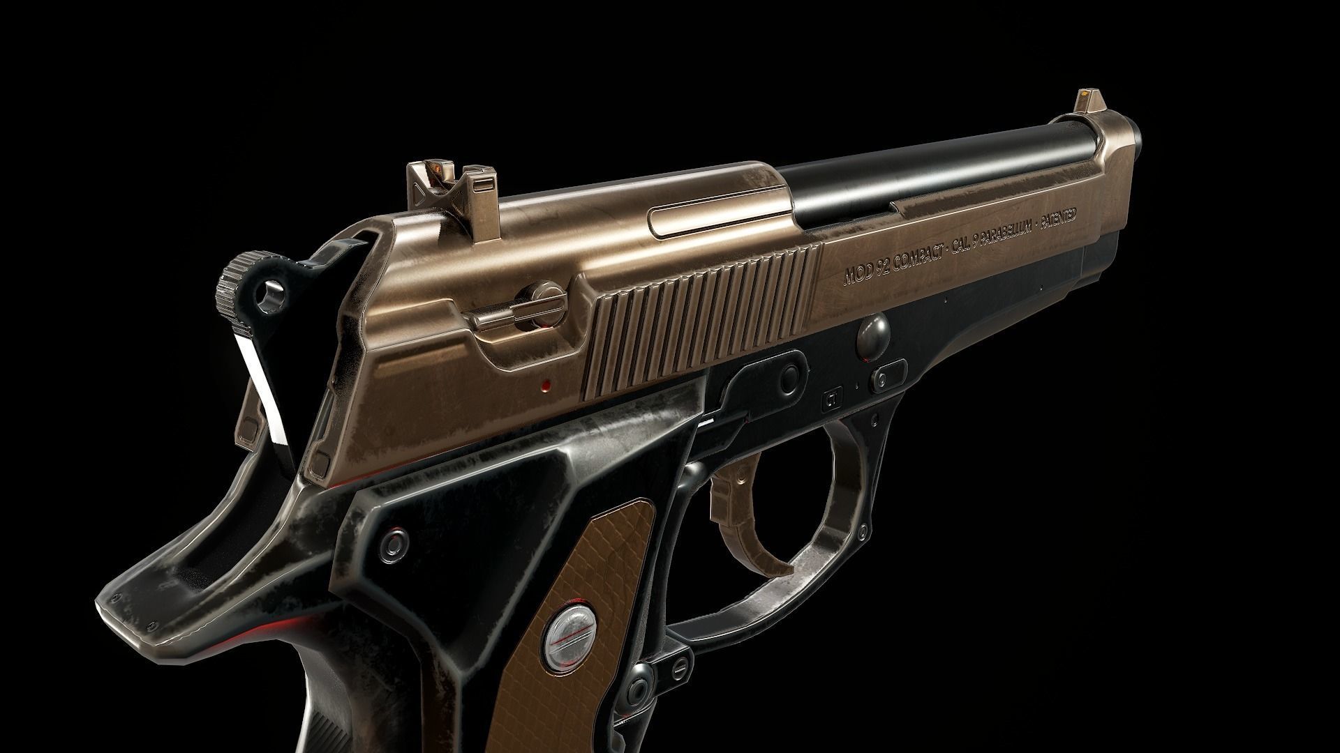 Pistol Beretta 92 Low-poly 3D model_11