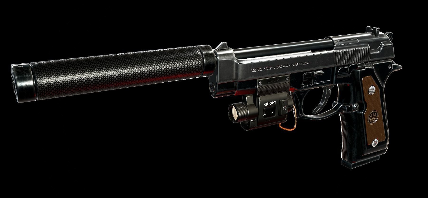 Pistol Beretta 92 Low-poly 3D model_2