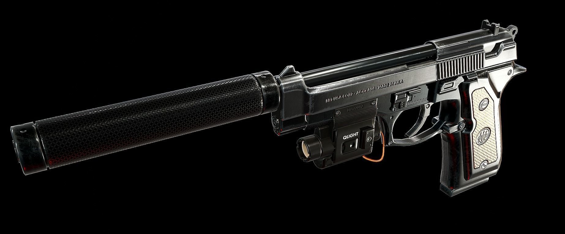 Pistol Beretta 92 Low-poly 3D model_4