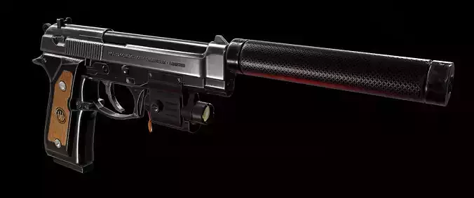 Pistol Beretta 92 Low-poly 3D model