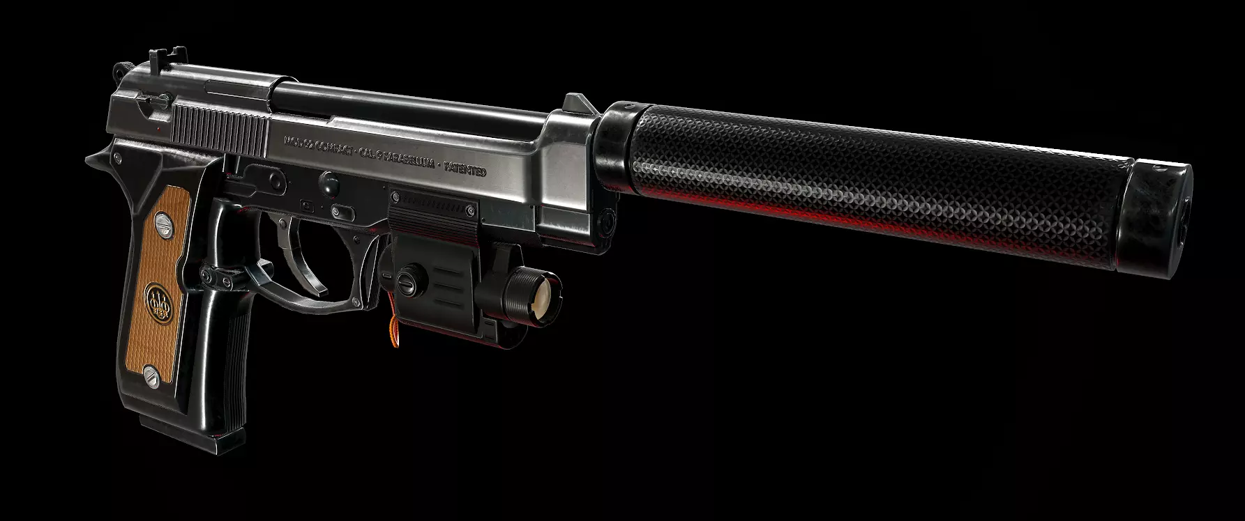 Pistol Beretta 92 Low-poly 3D model_0