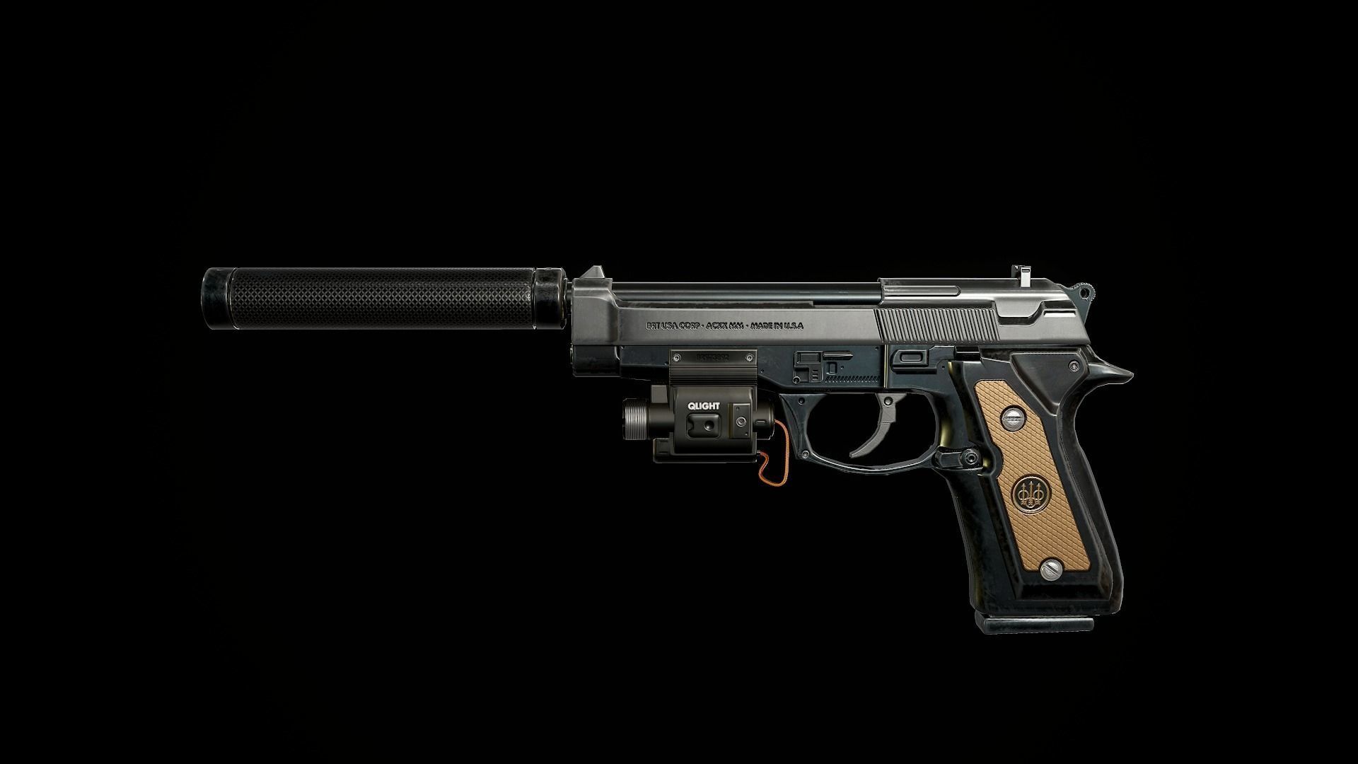 Pistol Beretta 92 Low-poly 3D model_5