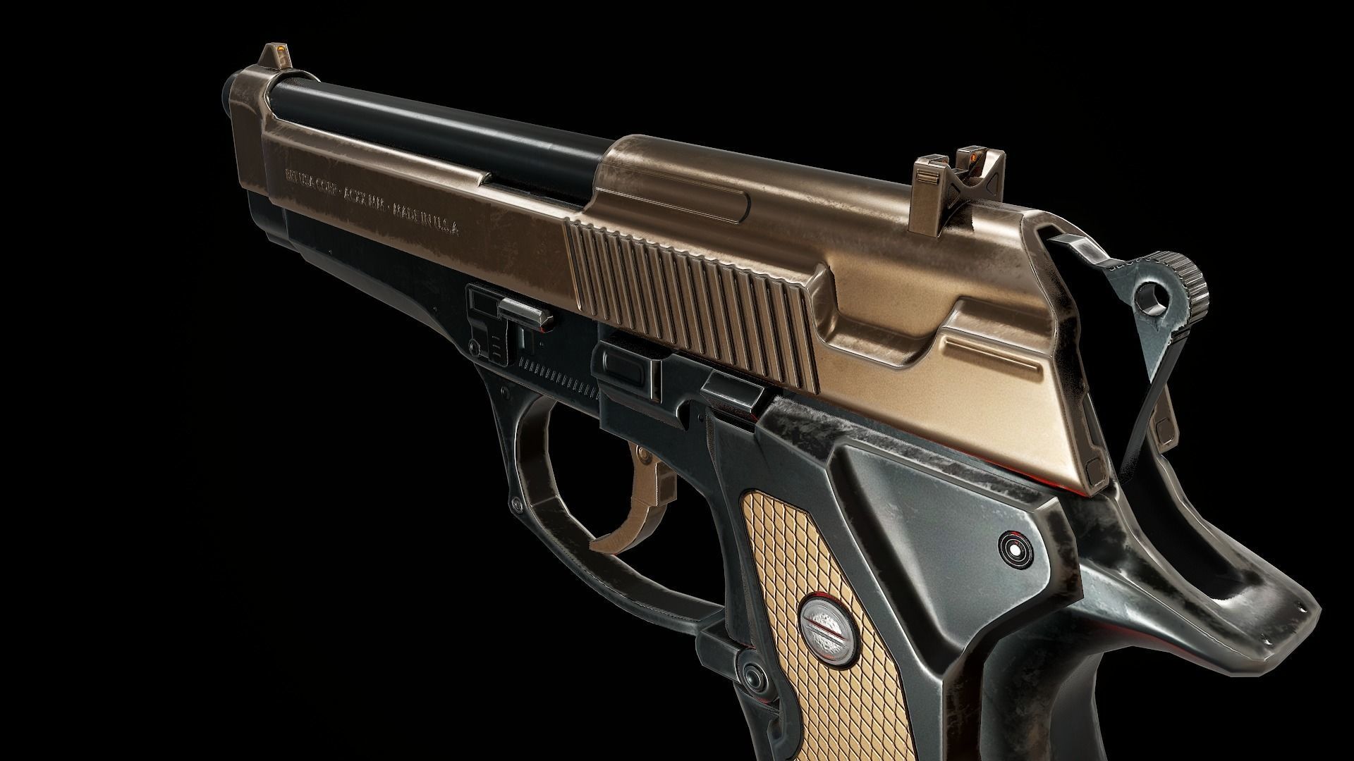 Pistol Beretta 92 Low-poly 3D model_12