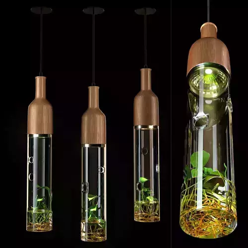 Scandinavian glass chandelier wood