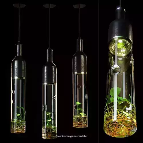 Scandinavian glass chandelier 2 itm 3D Model Collection