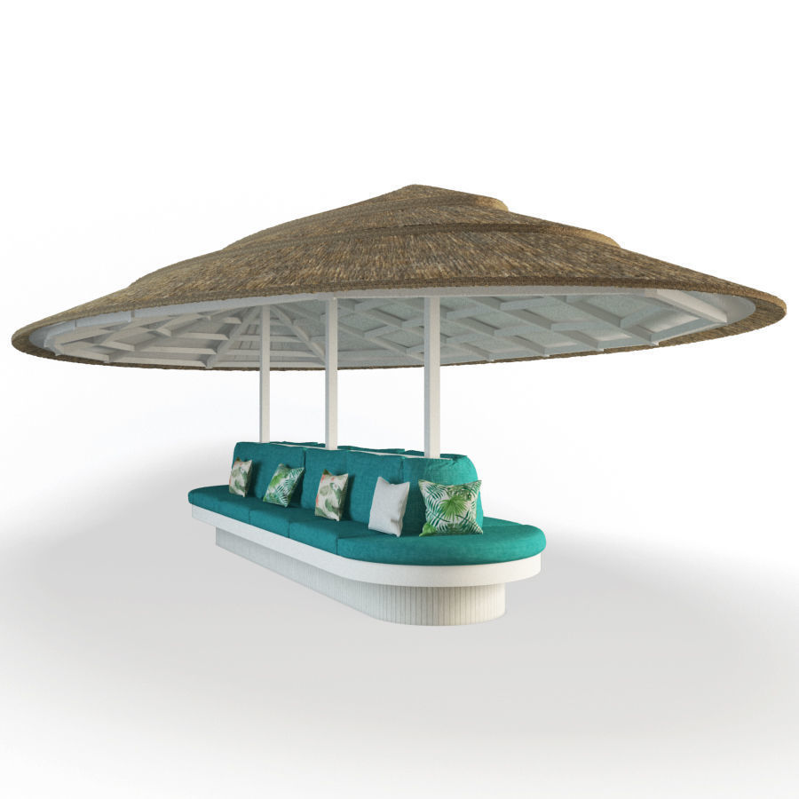 Gazebo With Bench Seat 3D model_2