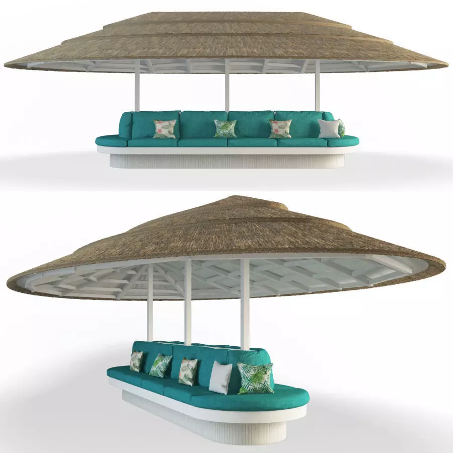 Gazebo With Bench Seat 3D model_0