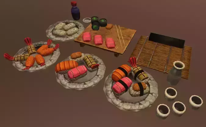 Sushi Pack Low-poly 3D model