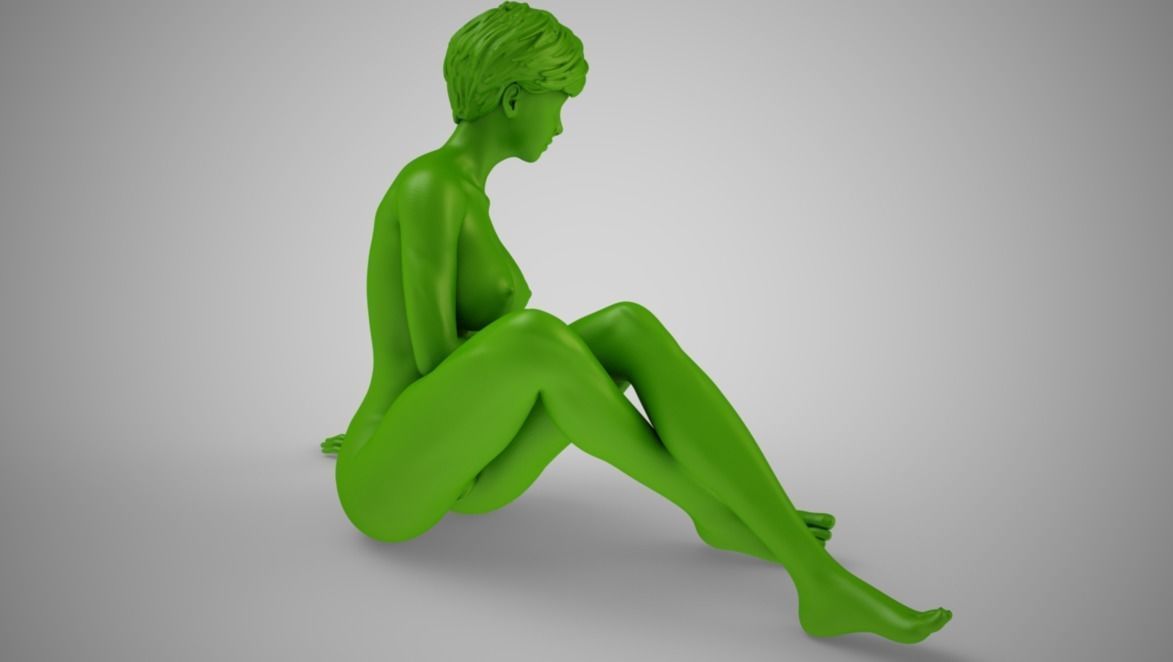 Girl Sitting Sideways 3D print model_6