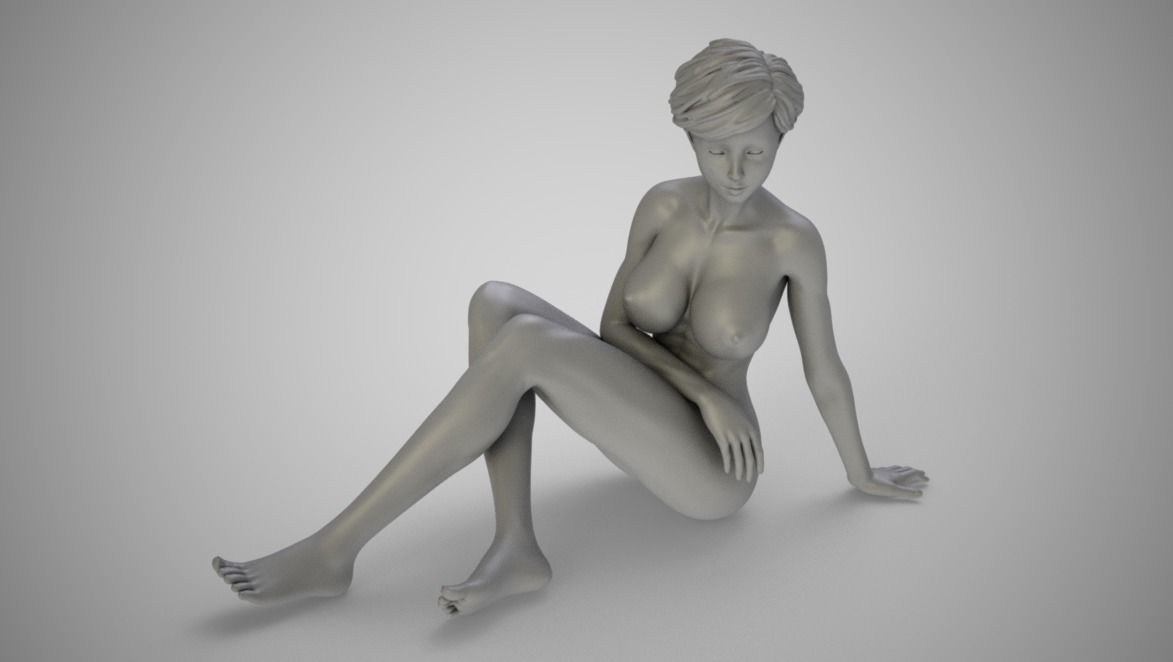 Girl Sitting Sideways 3D print model_4